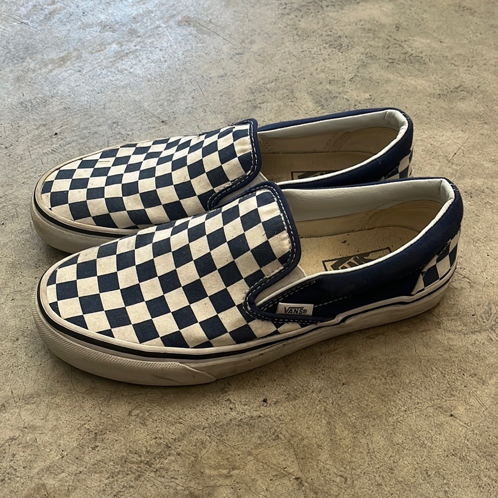 Checkered blue Vans
